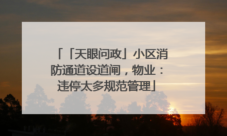 「天眼问政」小区消防通道设道闸，物业：违停太多规范管理