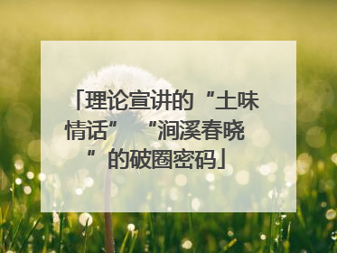 理论宣讲的“土味情话” “涧溪春晓”的破圈密码
