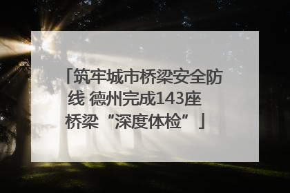 筑牢城市桥梁安全防线 德州完成143座桥梁“深度体检”