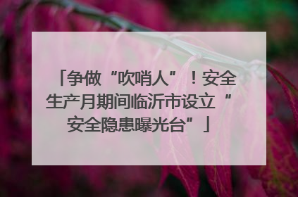 争做“吹哨人”！安全生产月期间临沂市设立“安全隐患曝光台”