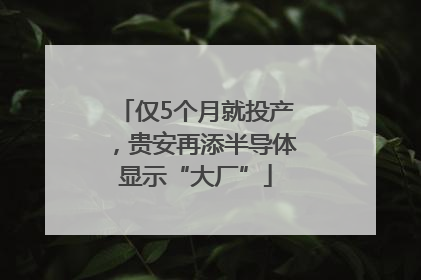 仅5个月就投产，贵安再添半导体显示“大厂”