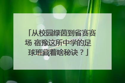 从校园绿茵到省赛赛场 宿豫这所中学的足球班藏着啥秘诀？