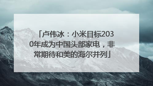卢伟冰：小米目标2030年成为中国头部家电，非常期待和美的海尔并列