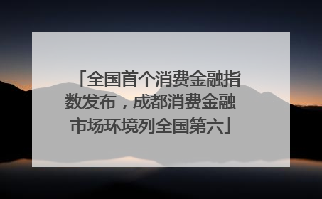 全国首个消费金融指数发布，成都消费金融市场环境列全国第六