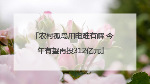 农村孤岛用电难有解 今年有望再投312亿元