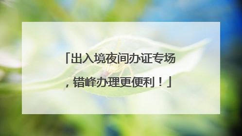 出入境夜间办证专场，错峰办理更便利！