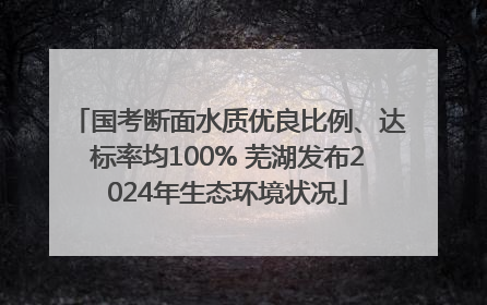 国考断面水质优良比例、达标率均100% 芜湖发布2024年生态环境状况
