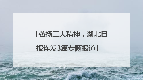 弘扬三大精神，湖北日报连发3篇专题报道