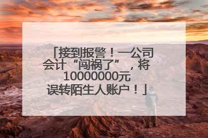 接到报警！一公司会计“闯祸了”，将10000000元误转陌生人账户！