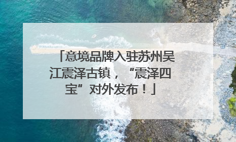 意境品牌入驻苏州吴江震泽古镇，“震泽四宝”对外发布！