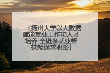 扬州大学以大数据赋能就业工作和人才培养 全链条就业帮扶畅通求职路