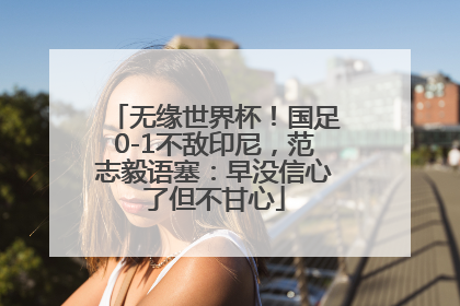 无缘世界杯！国足0-1不敌印尼，范志毅语塞：早没信心了但不甘心