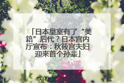日本皇室有了“美籍”后代？日本宫内厅宣布：秋筱宫夫妇迎来首个孙辈