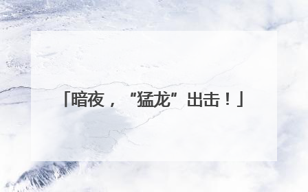 暗夜，“猛龙”出击！
