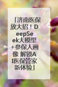 济南医保放大招！DeepSeek大模型+参保人画像 解锁AI医保管家新体验