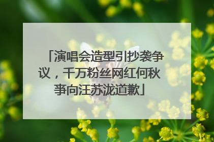 演唱会造型引抄袭争议，千万粉丝网红何秋亊向汪苏泷道歉
