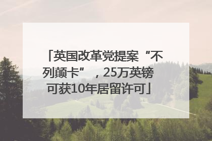 英国改革党提案“不列颠卡”，25万英镑可获10年居留许可