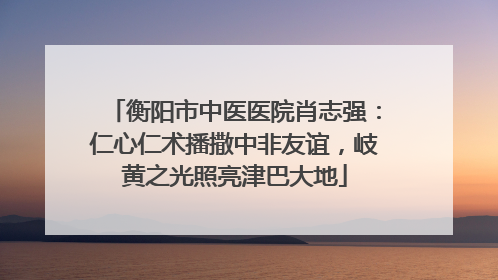 衡阳市中医医院肖志强：仁心仁术播撒中非友谊，岐黄之光照亮津巴大地