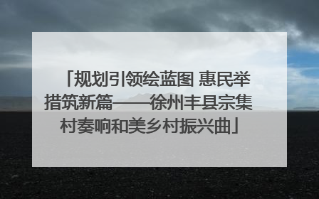 规划引领绘蓝图 惠民举措筑新篇——徐州丰县宗集村奏响和美乡村振兴曲