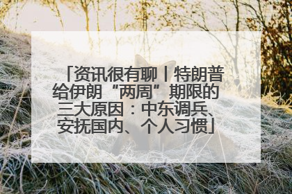 资讯很有聊丨特朗普给伊朗“两周”期限的三大原因：中东调兵、安抚国内、个人习惯