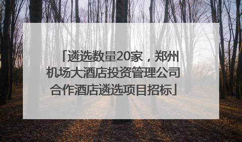 遴选数量20家，郑州机场大酒店投资管理公司合作酒店遴选项目招标