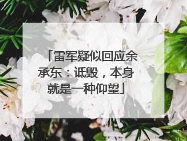 雷军疑似回应余承东：诋毁，本身就是一种仰望