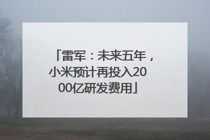 雷军：未来五年，小米预计再投入2000亿研发费用