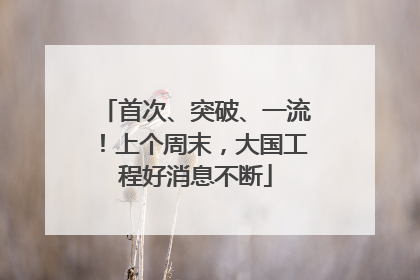 首次、突破、一流！上个周末，大国工程好消息不断