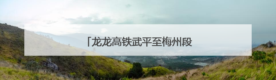 龙龙高铁武平至梅州段（福建段）最新进展→