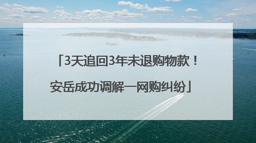 3天追回3年未退购物款！安岳成功调解一网购纠纷